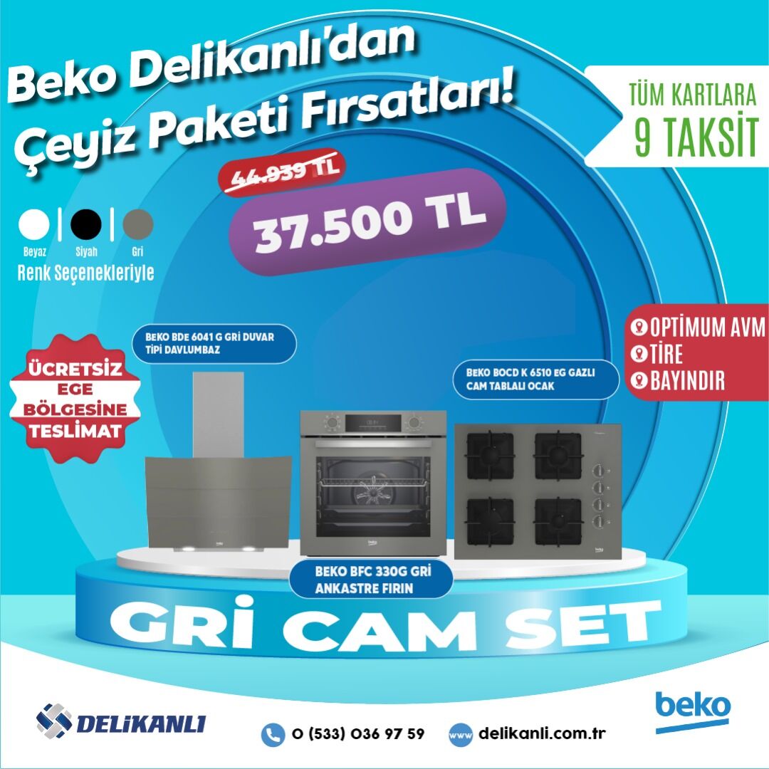 BEKO GRİ CAM ANKASTRE SET