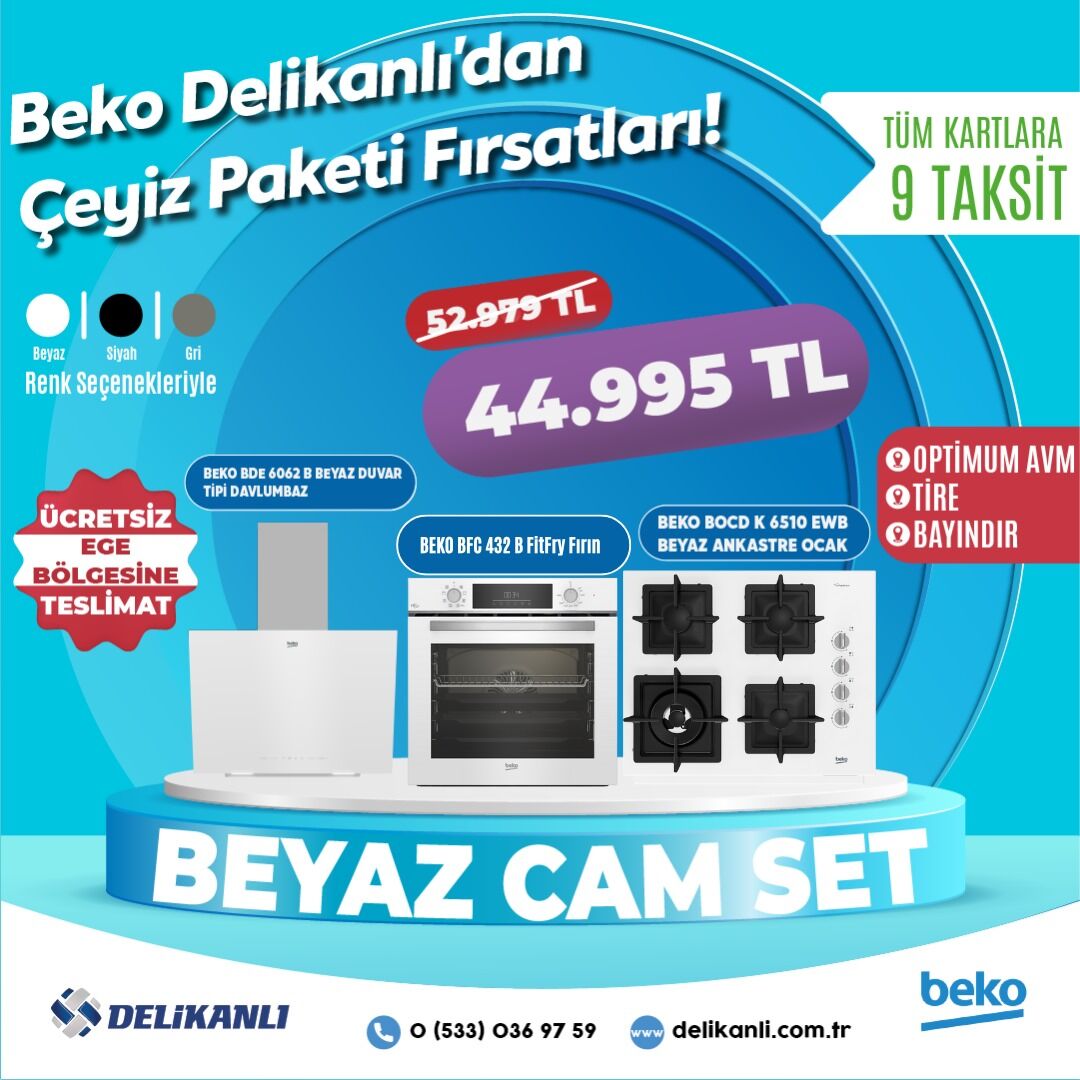 BEKO BEYAZ ANKASTRE CAM SET
