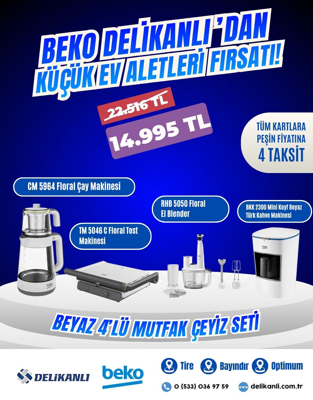 Beyaz 4'Lü Mutfak Çeyiz Seti