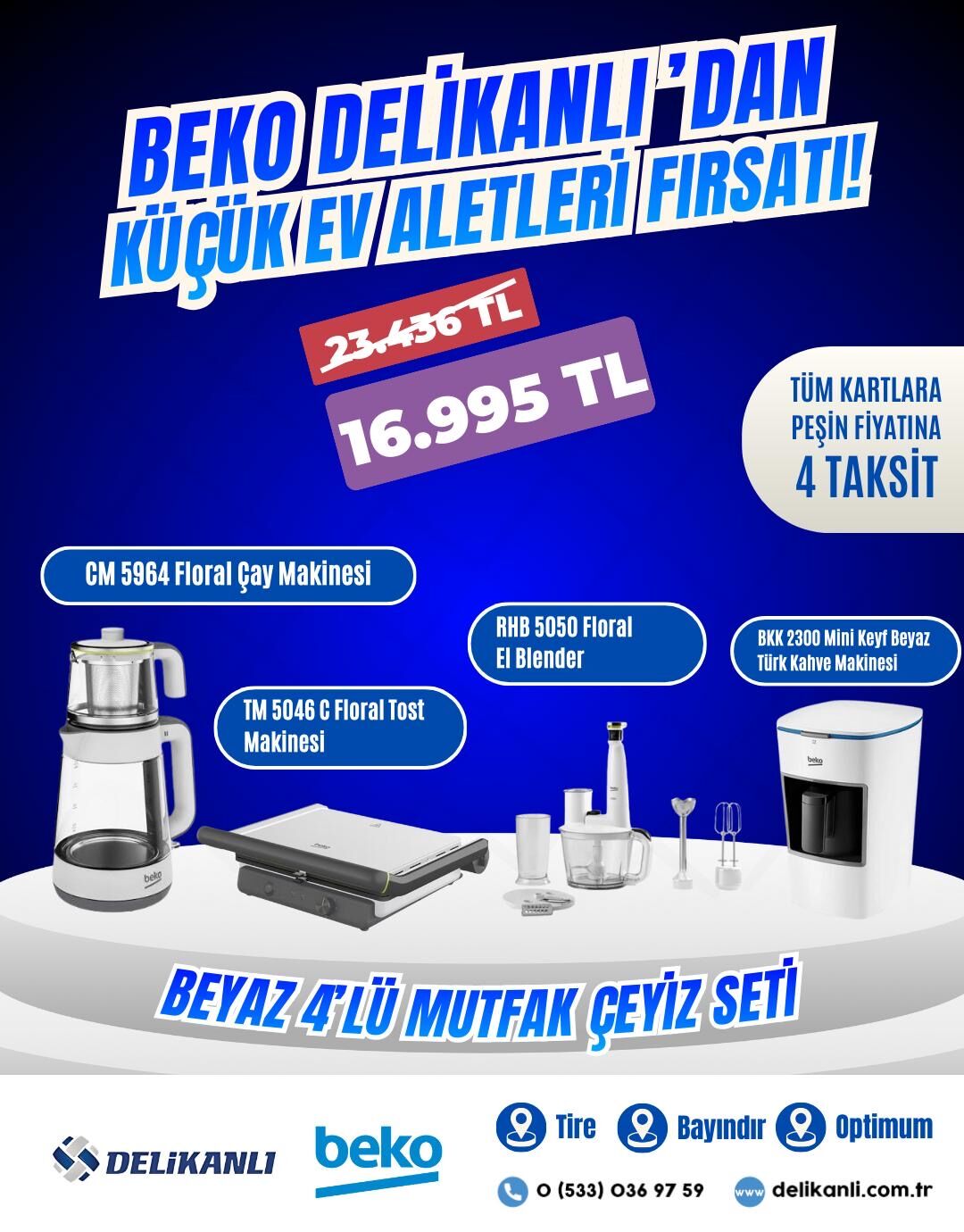 Beyaz 4'Lü Mutfak Çeyiz Seti