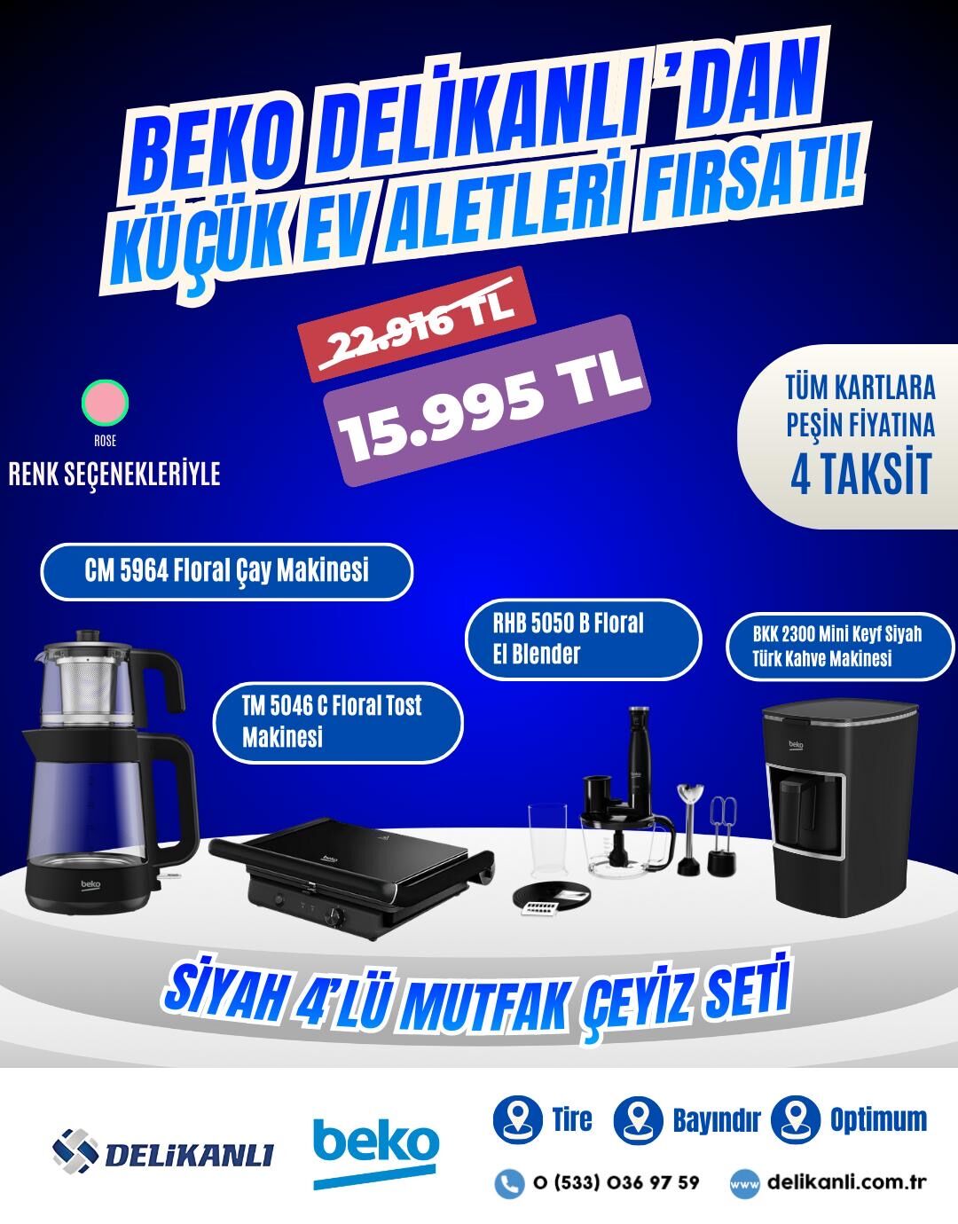 Siyah 4'lü Mutfak Çeyiz Seti