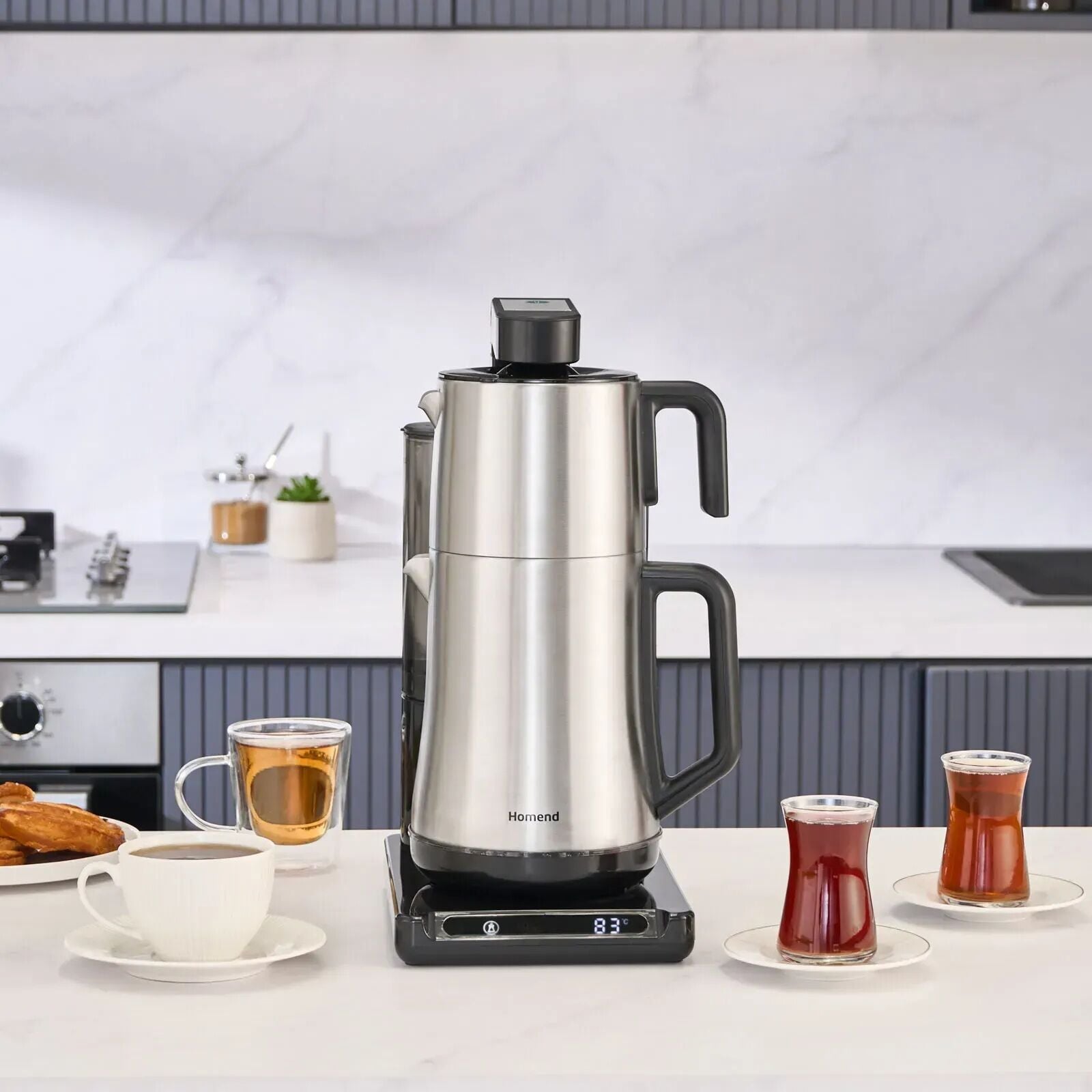 Homend Smart Royaltea Plus 1781H 2 in 1 Wifi Otomatik Çay ve Türk Kahve Makinesi Inox