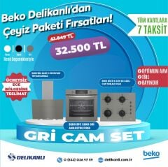 BEKO GRİ CAM ANKASTRE SET