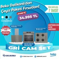 BEKO GRİ CAM ANKASTRE SET