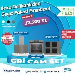 BEKO GRİ CAM ANKASTRE SET