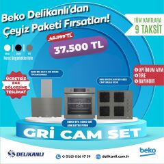 BEKO GRİ CAM ANKASTRE SET