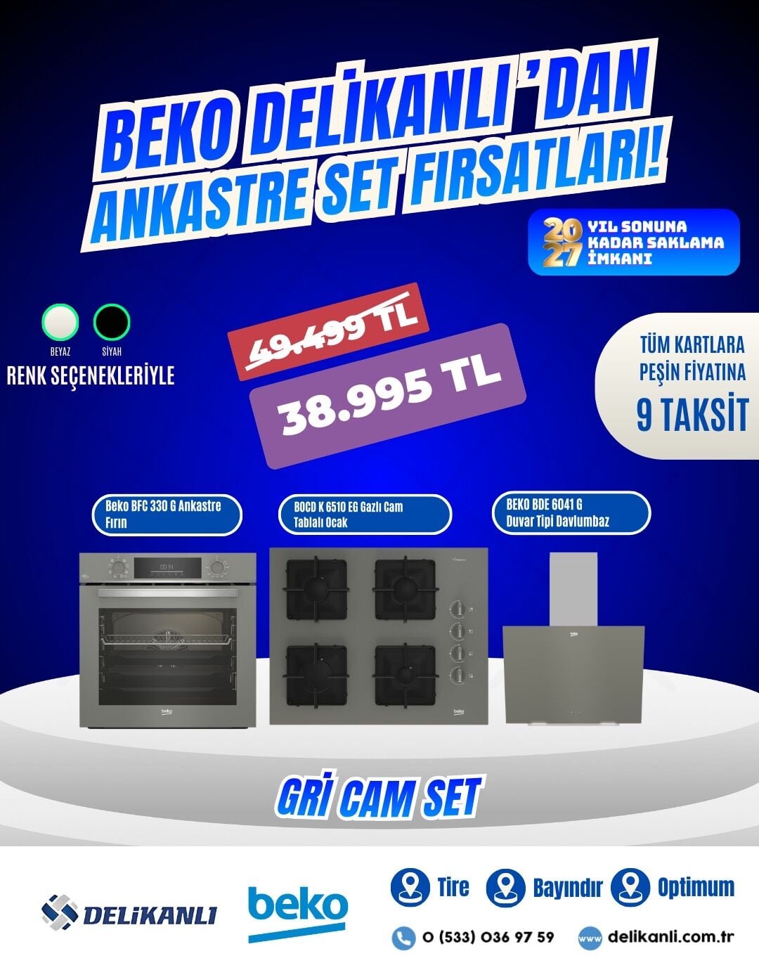 BEKO GRİ CAM ANKASTRE SET