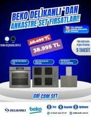 BEKO GRİ CAM ANKASTRE SET