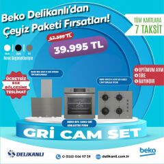 BEKO GRİ CAM ANKASTRE SET