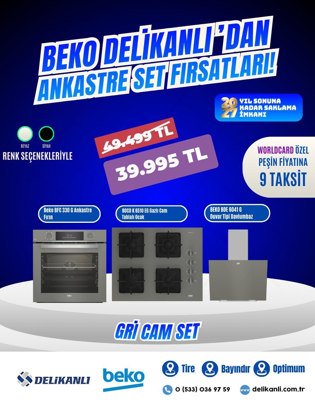 BEKO GRİ CAM ANKASTRE SET