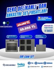 BEKO GRİ CAM ANKASTRE SET
