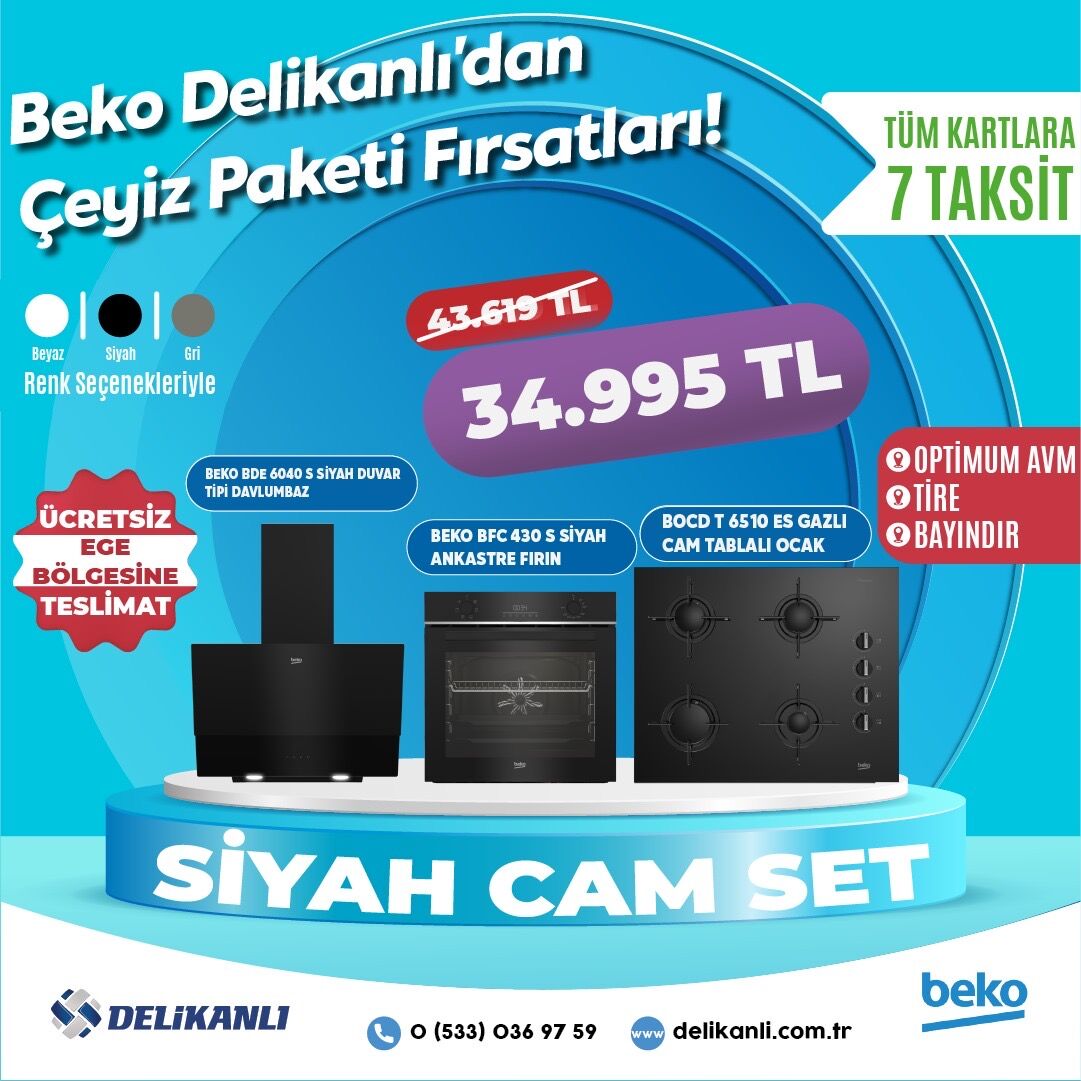 BEKO SİYAH ANKASTRE CAM SET