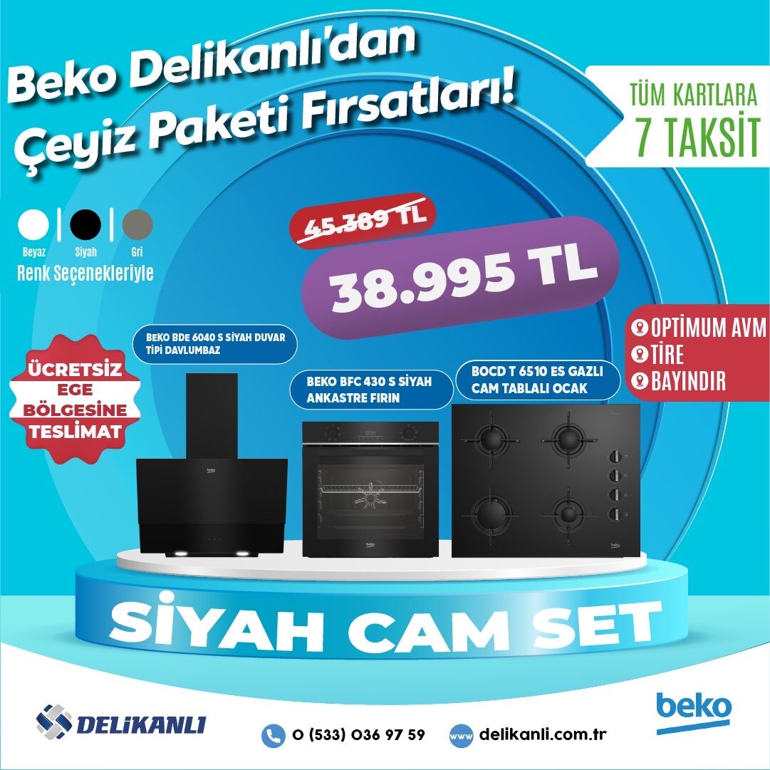 BEKO SİYAH ANKASTRE CAM SET