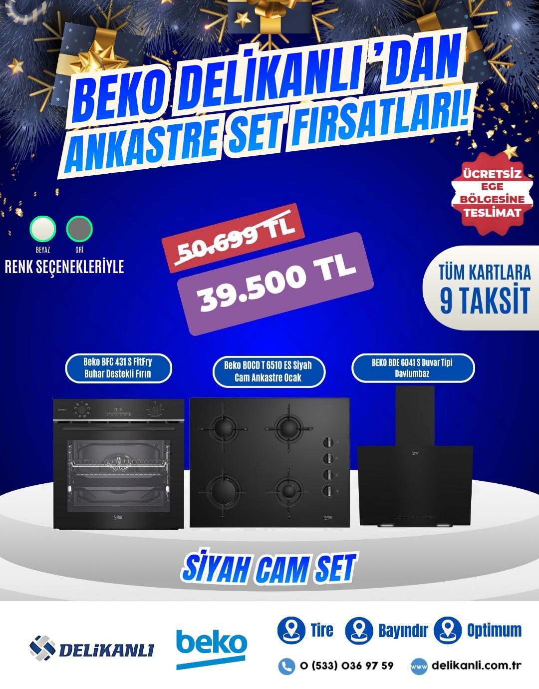 BEKO SİYAH ANKASTRE CAM SET