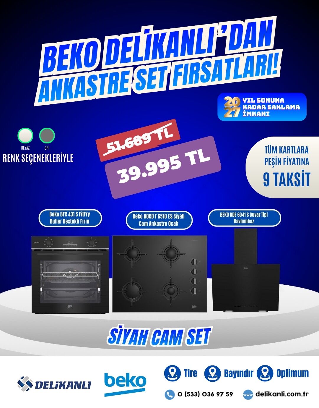 BEKO SİYAH ANKASTRE CAM SET