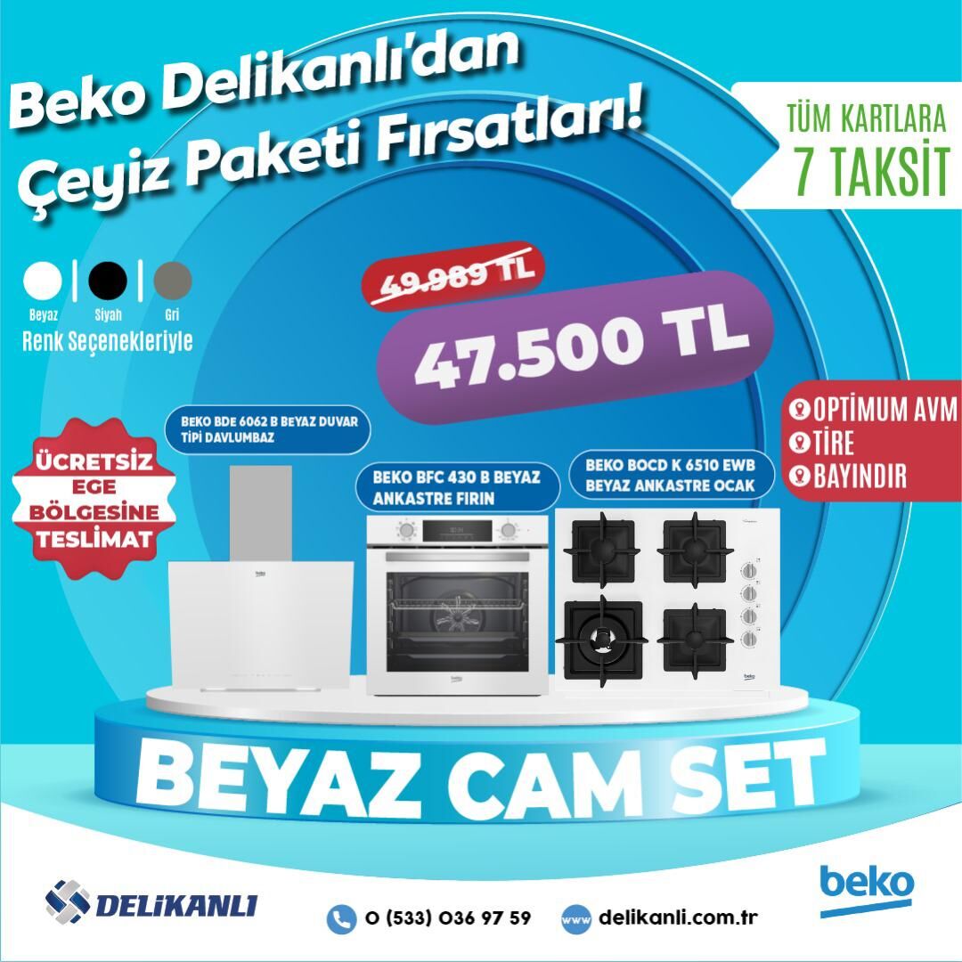 BEKO BEYAZ ANKASTRE CAM SET