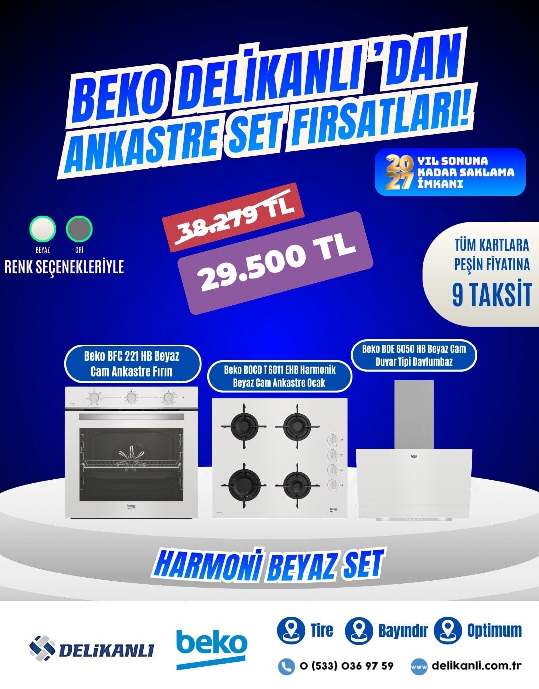 Beko HARMONİK BEYAZ CAM ANKASTRE SET