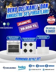 Beko HARMONİK BEYAZ CAM ANKASTRE SET