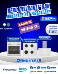 Beko HARMONİK BEYAZ CAM ANKASTRE SET