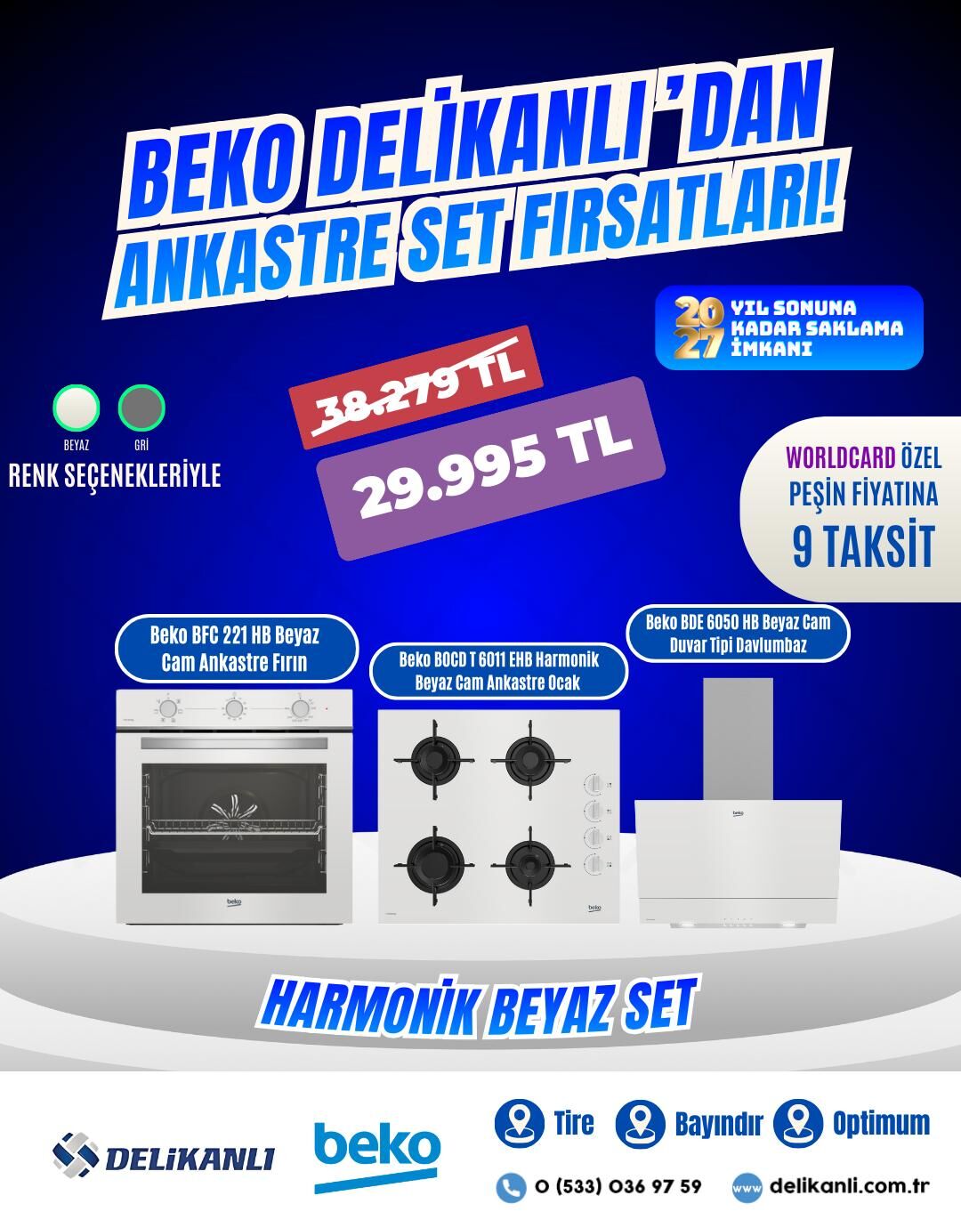 Beko HARMONİK BEYAZ CAM ANKASTRE SET
