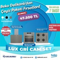 Beko Lüx Gri Ankastre Cam Set