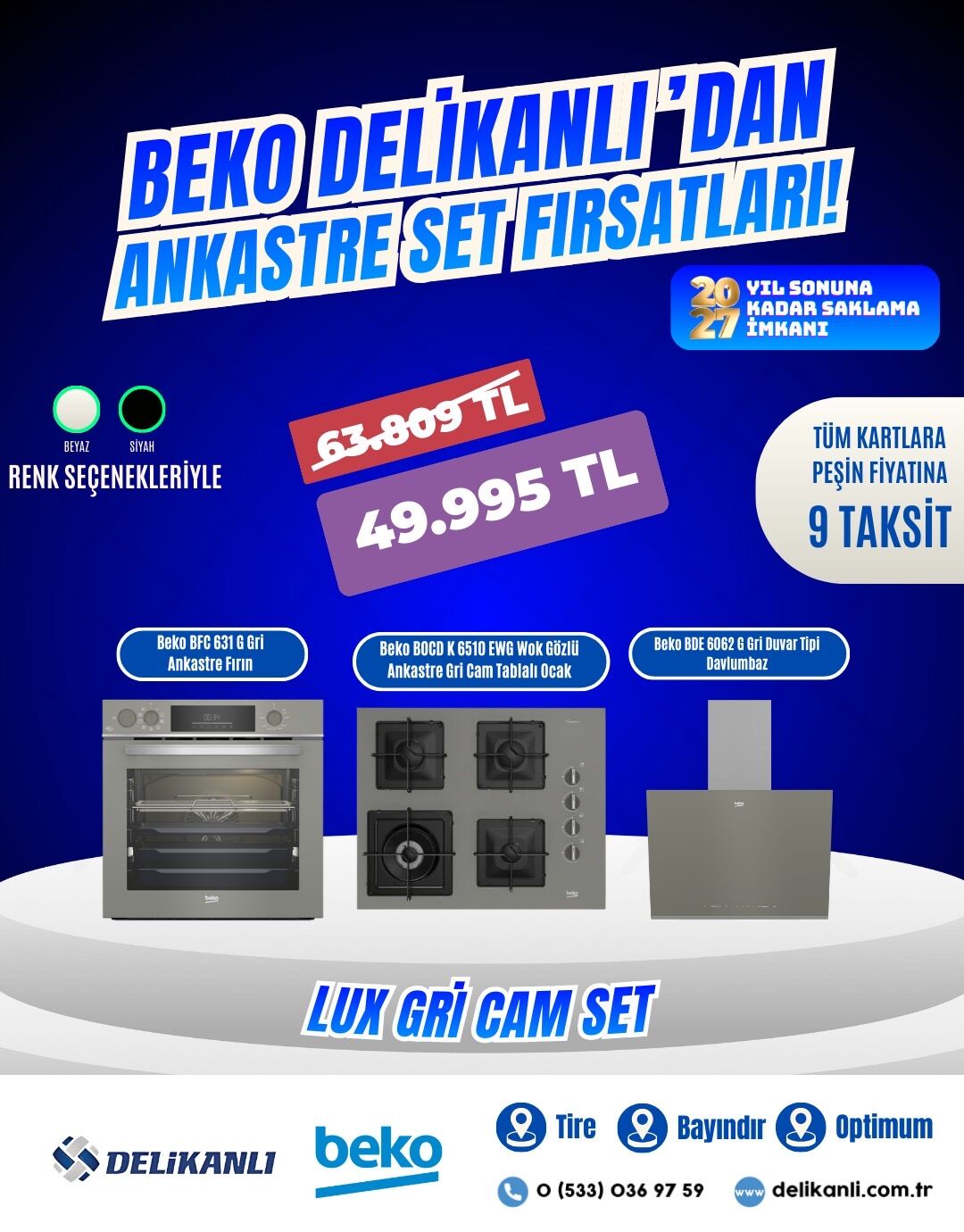 Beko Lüx Gri Ankastre Cam Set