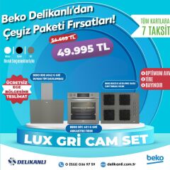 Beko Lüx Gri Ankastre Cam Set