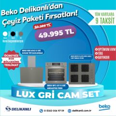 Beko Lüx Gri Ankastre Cam Set