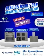 Beko Lüx Gri Ankastre Cam Set