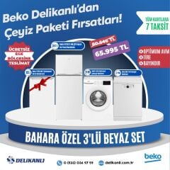 Beko Bahara Özel 3'lü Beyaz  Çeyiz Seti