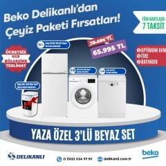 Beko Yaza Özel 3'lü Beyaz  Çeyiz Seti