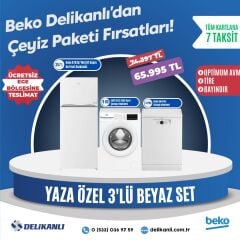 Beko Yaza Özel 3'lü Beyaz  Çeyiz Seti