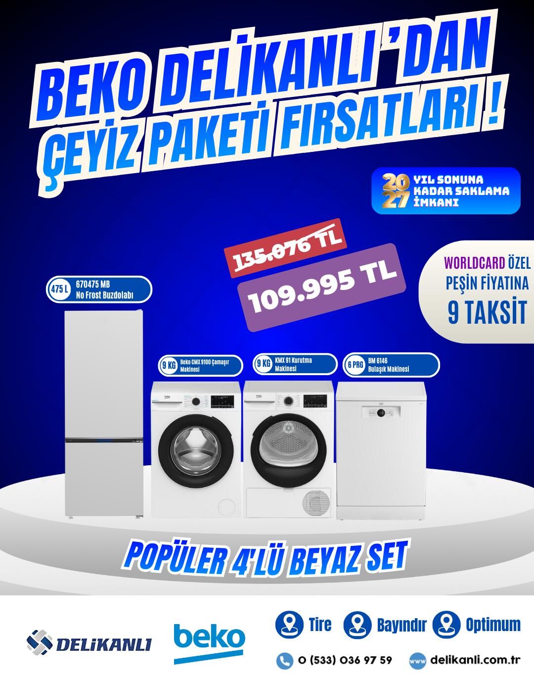 Beko Popüler 4'Lü Beyaz  Çeyiz seti