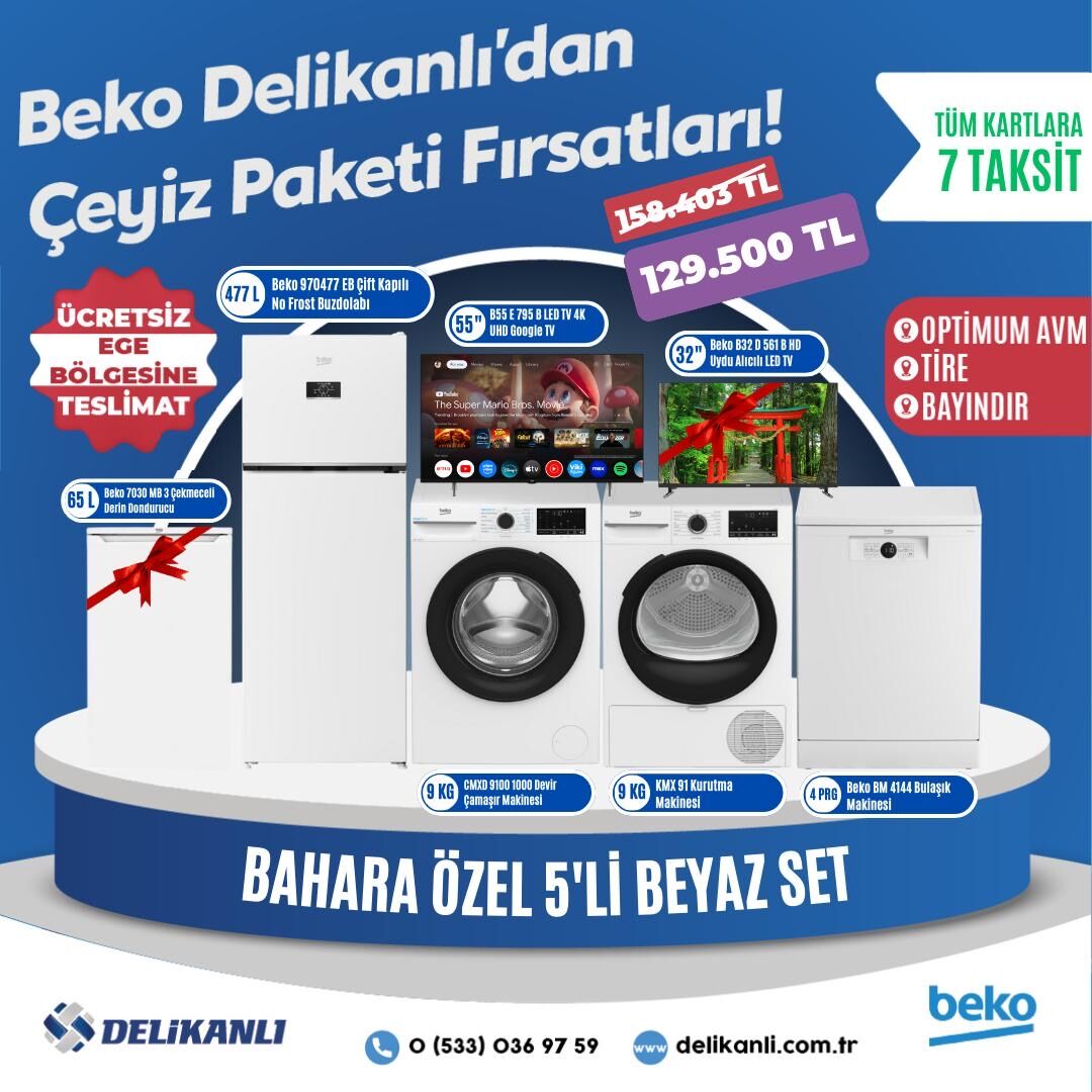 Beko Bahara Özel  5'li Beyaz Çeyiz Seti