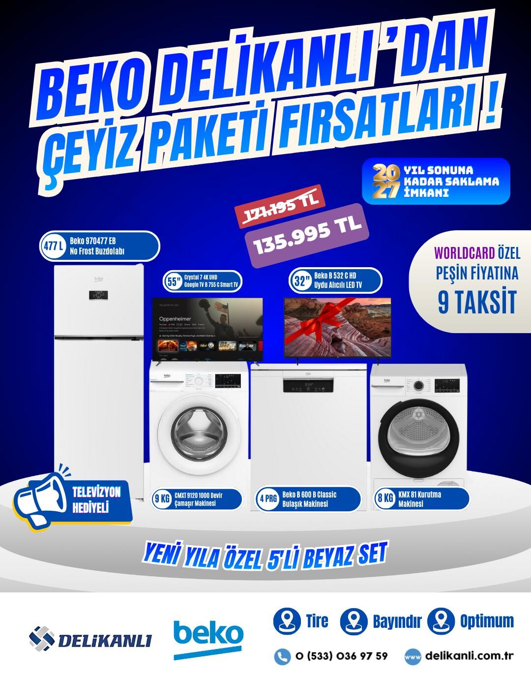 Beko Yeni Yıla Özel  5'li Beyaz Çeyiz Seti
