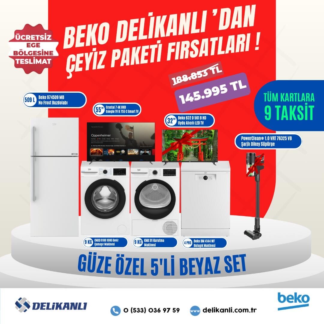 Beko Güze Özel  5'li Beyaz Çeyiz Seti