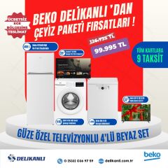 Beko Güze  Özel Televizyonlu 4'lü Beyaz Çeyiz Seti